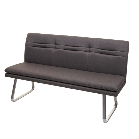 Cosmo Casa - Eetkamerbank - Gestoffeerd - Textiel & Roestvrij staal - Grijsbruin - 160 cm