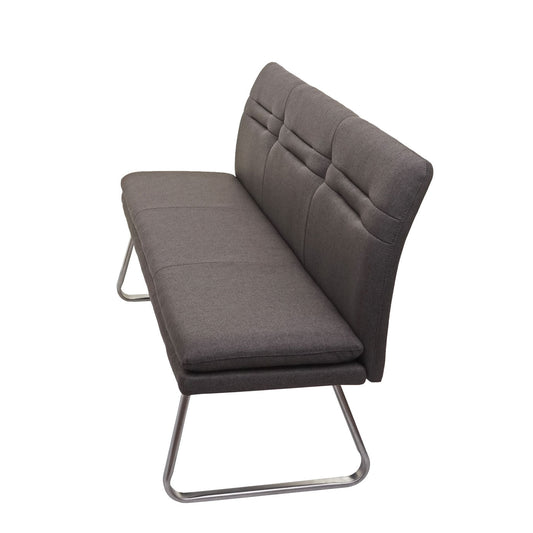 Cosmo Casa - Eetkamerbank - Gestoffeerd - Textiel & Roestvrij staal - Grijsbruin - 160 cm