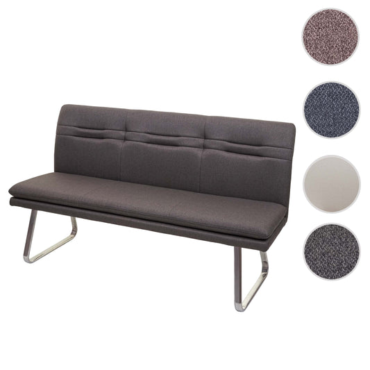 Cosmo Casa - Eetkamerbank - Gestoffeerd - Textiel & Roestvrij staal - Grijsbruin - 160 cm