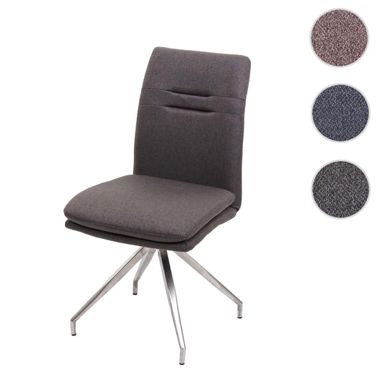 Cosmo Casa - Eetkamerstoel - Fauteuil - Textiel & Roestvrij staal - Grijsbruin