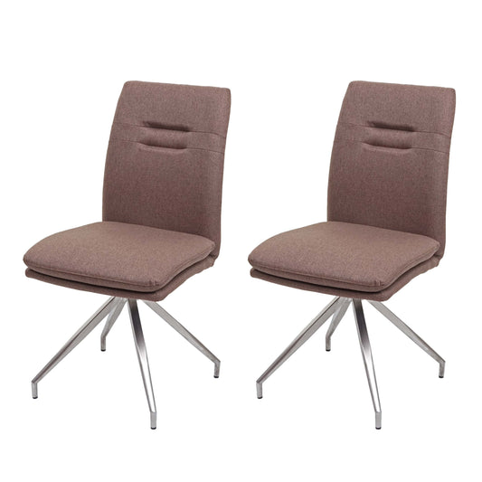 Cosmo Casa - Set van 2 Eetkamerstoelen - Fauteuil - Textiel & Roestvrij staal - Bruin