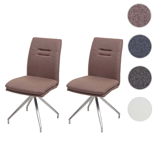 Cosmo Casa - Set van 2 Eetkamerstoelen - Fauteuil - Textiel & Roestvrij staal - Bruin