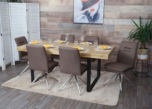 Cosmo Casa - Set van 2 Eetkamerstoelen - Fauteuil - Textiel & Roestvrij staal - Bruin