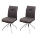 Cosmo Casa - Set van 2 Eetkamerstoelen - Fauteuil - Textiel & Roestvrij staal - Grijsbruin