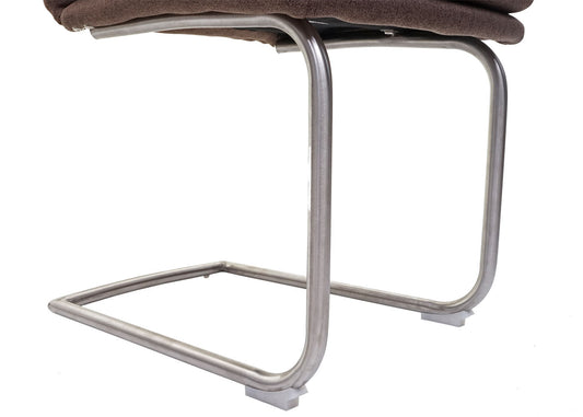 Cosmo Casa - Eetkamerstoel - Armleuning - Textiel & Roestvrij staal - Bruin