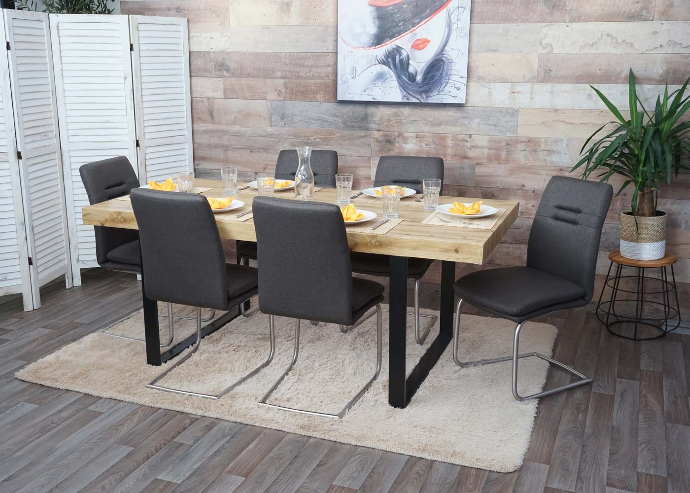 Cosmo Casa - Eetkamerstoel - Cantilever - Textiel & Roestvrij staal - Grijsbruin