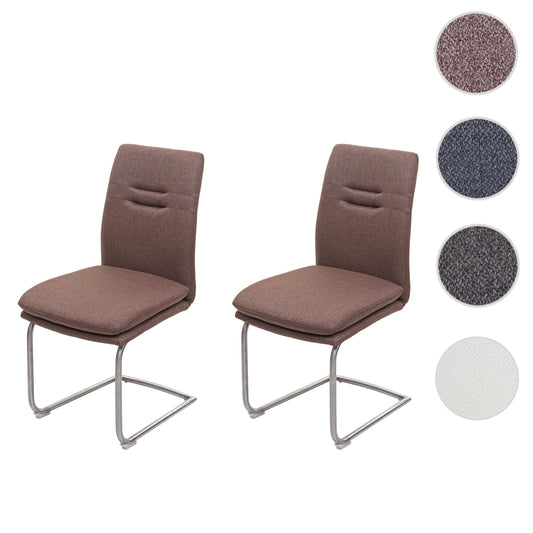 Cosmo Casa - Set van 2 Eetkamerstoelen - Cantilever - Textiel & Roestvrij staal - Bruin