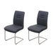 Cosmo Casa - Set van 2 Eetkamerstoelen - Cantilever - Textiel & Roestvrij staal - Donkergrijs