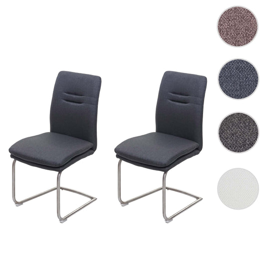 Cosmo Casa - Set van 2 Eetkamerstoelen - Cantilever - Textiel & Roestvrij staal - Donkergrijs
