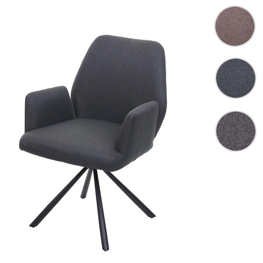 Cosmo Casa - Eetkamerstoel - Fauteuil Design - Stof en Staal - Donkergrijs