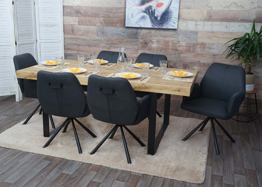 Cosmo Casa - Eetkamerstoel - Fauteuil Design - Stof en Staal - Donkergrijs