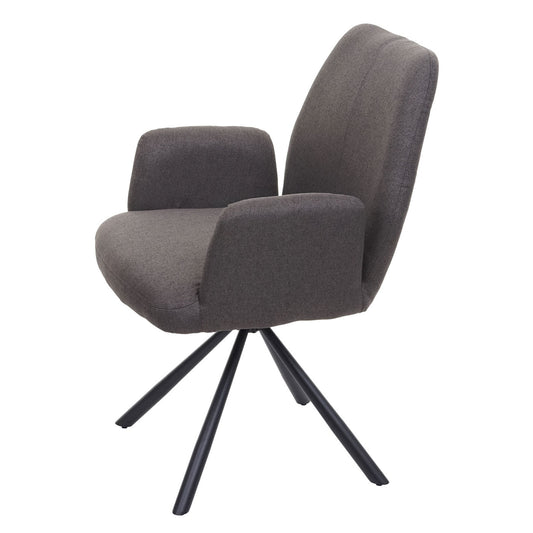 Cosmo Casa - Eetkamerstoel - Fauteuil Design - Stof en Staal - Grijsbruin