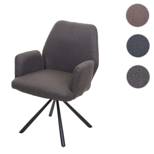 Cosmo Casa - Eetkamerstoel - Fauteuil Design - Stof en Staal - Grijsbruin