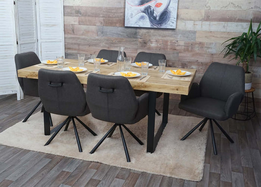 Cosmo Casa - Eetkamerstoel - Fauteuil Design - Stof en Staal - Grijsbruin