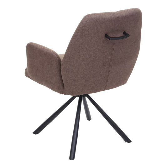 Cosmo Casa - Eetkamerstoel - Relaxfauteuil Draaibaar - Stof en Staal - Bruin