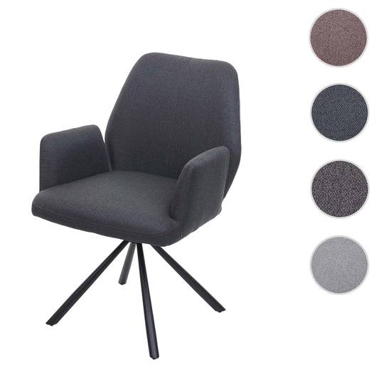 Cosmo Casa - Eetkamerstoel - Relaxfauteuil Draaibaar - Stof en Staal - Donkergrijs