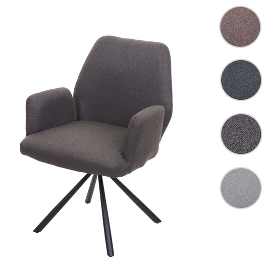 Cosmo Casa - Eetkamerstoel - Relaxfauteuil Draaibaar - Stof en Staal - Grijsbruin