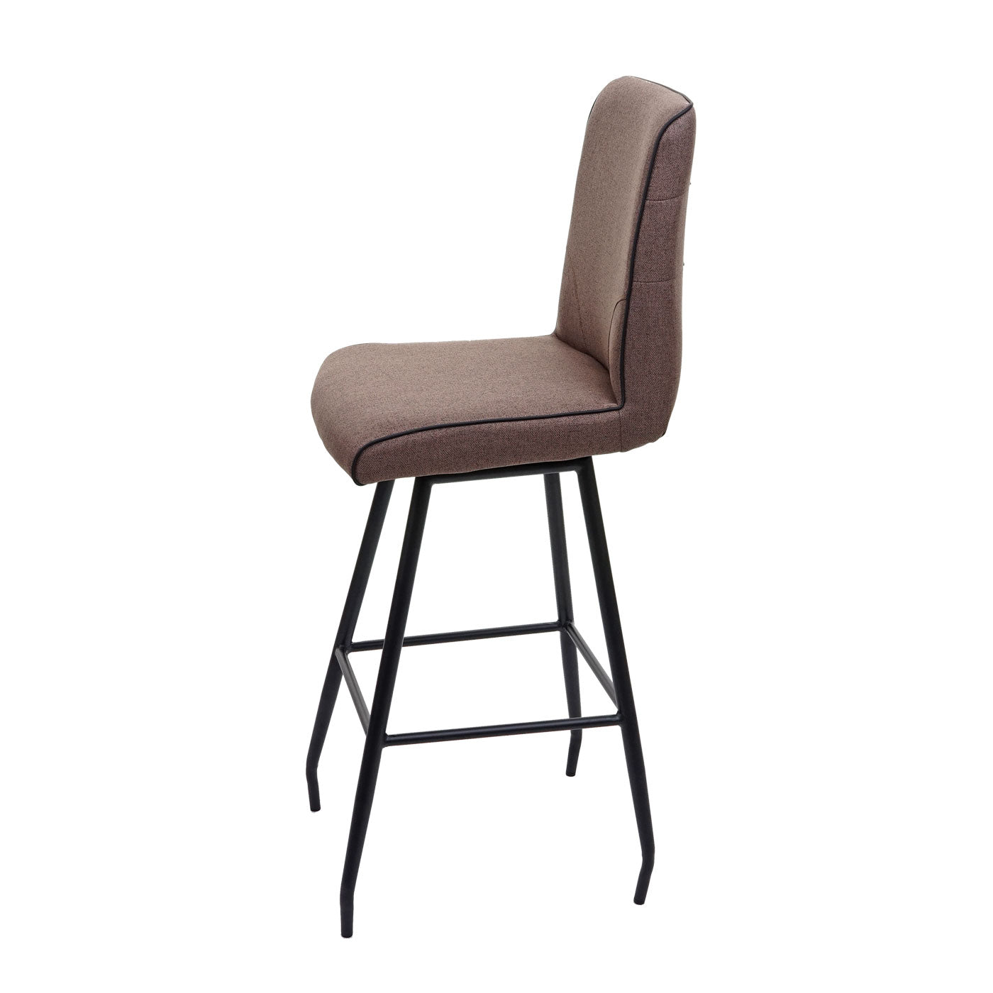 Cosmo Casa - Barkruk - Met Voetensteun - Staal en Stof - Bruin