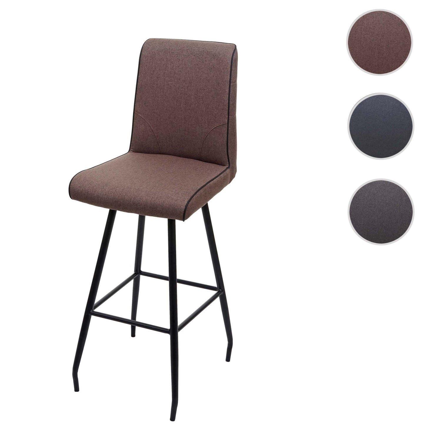 Cosmo Casa - Barkruk - Met Voetensteun - Staal en Stof - Bruin