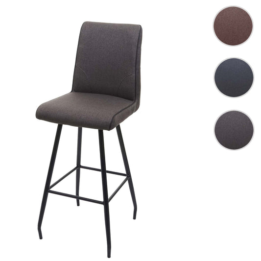 Cosmo Casa - Barkruk - Met Voetensteun - Staal en Stof - Grijsbruin