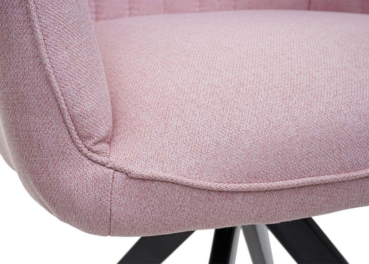 Cosmo Casa - Eetkamerstoel - Met armleuningen - Staal - Roze - Retro design