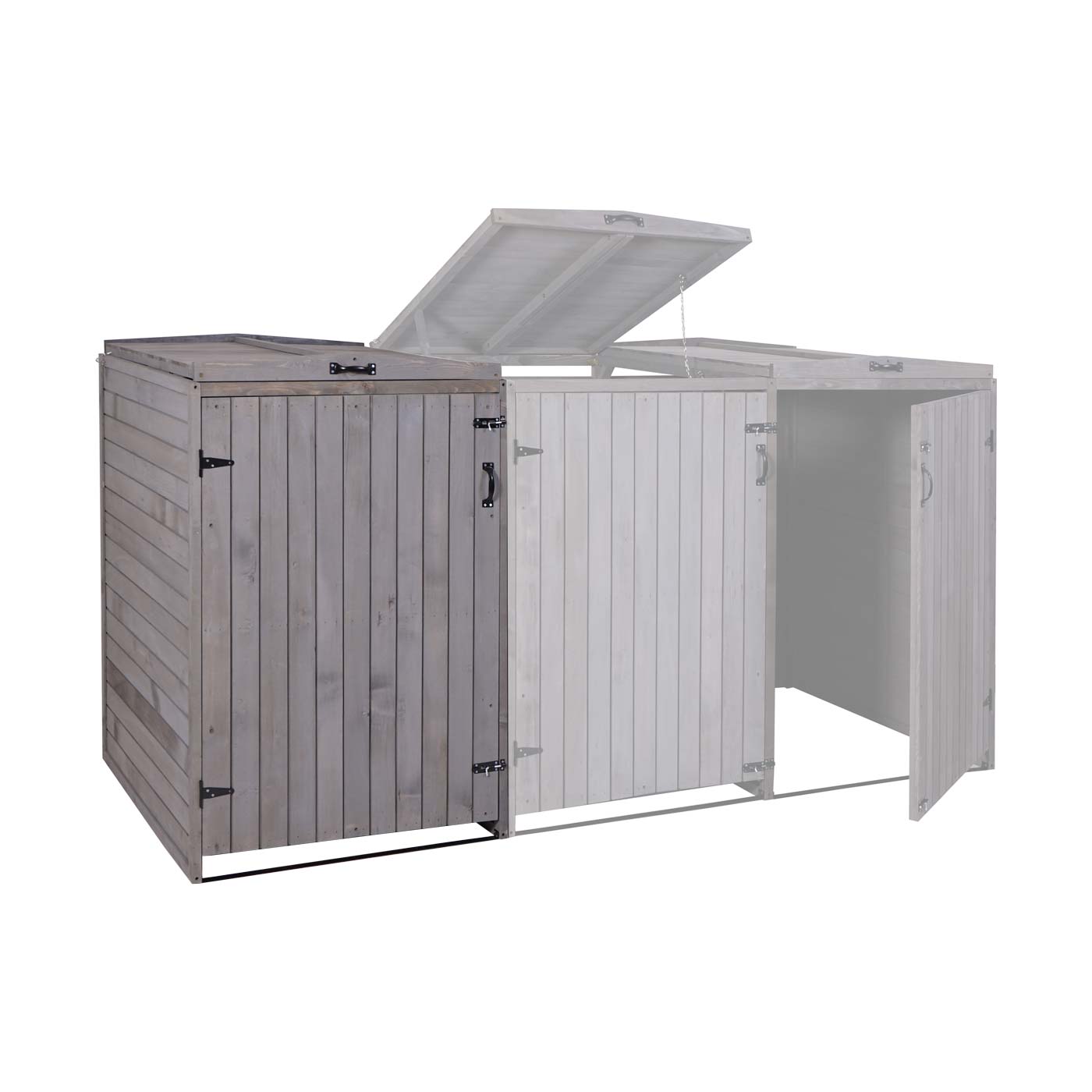 Cosmo Casa - Afvalbakdeksel XL - Voor 1-2 bakken - MVG hout - Antracietgrijs - 126x80x98cm