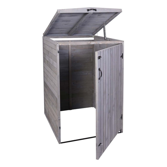 Cosmo Casa - Afvalbakdeksel XL - Voor 1-2 bakken - MVG hout - Antracietgrijs - 126x80x98cm