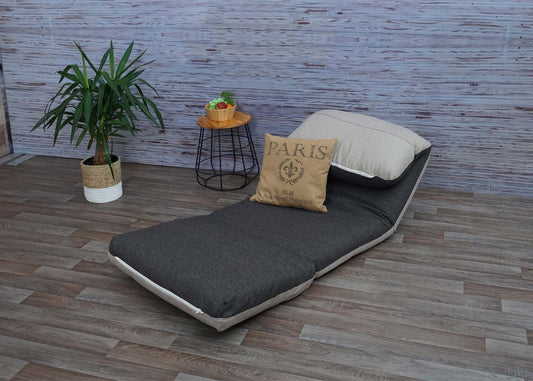 Cosmo Casa - Slaapfauteuil - Opklapbaar design - Stof/textiel - Donkergrijs-lichtgrijs