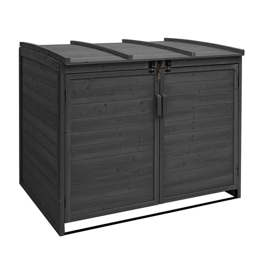 Cosmo Casa - Afvalbakdeksel - Voor 2-/4-bak systeem - Hout - Antraciet - 120x137x104cm