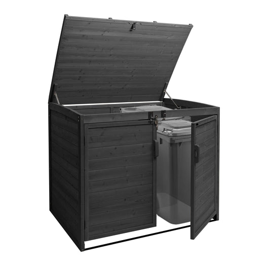 Cosmo Casa - Afvalbakdeksel - Voor 2-/4-bak systeem - Hout - Antraciet - 120x137x104cm