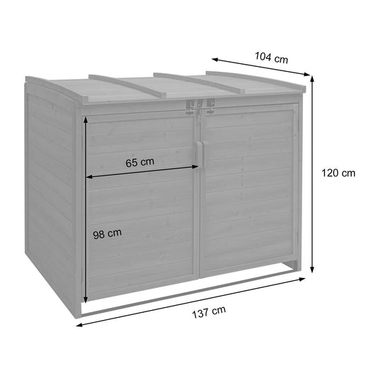 Cosmo Casa - Afvalbakdeksel - Voor 2-/4-bak systeem - Hout - Antraciet - 120x137x104cm