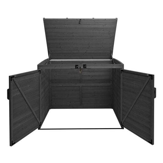 Cosmo Casa - Afvalbakdeksel - Voor 2-/4-bak systeem - Hout - Antraciet - 120x137x104cm