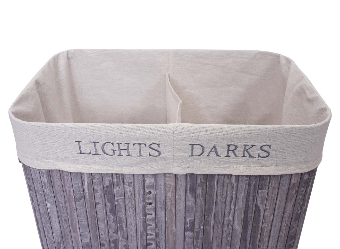 Cosmo Casa - Wasmand - 2 compartimenten - Bamboe - Grijsblauw - 63×55×34 cm