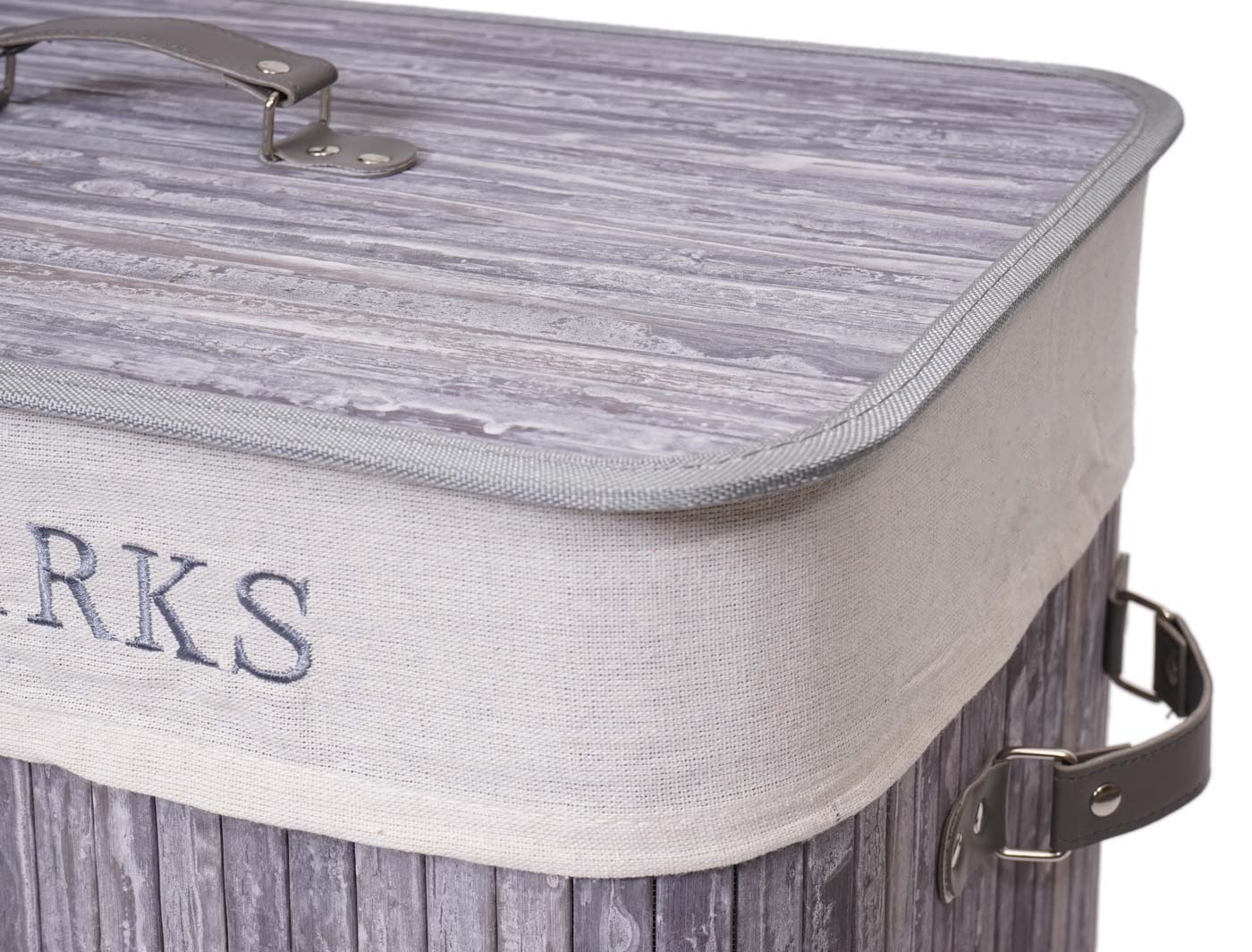 Cosmo Casa - Wasmand - 2 compartimenten - Bamboe - Grijsblauw - 63×55×34 cm