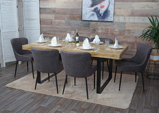 Cosmo Casa - Eetkamerstoelen set van 2 - Vintage stijl - Metaal - Donkergrijs