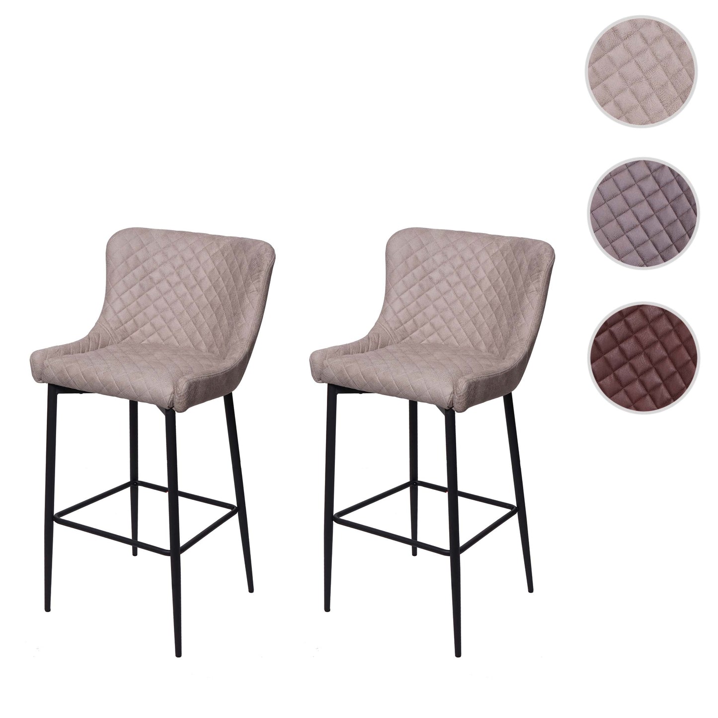 Cosmo Casa - Set van 2 Barkrukken - Voetenbank - Textiel - Grijs