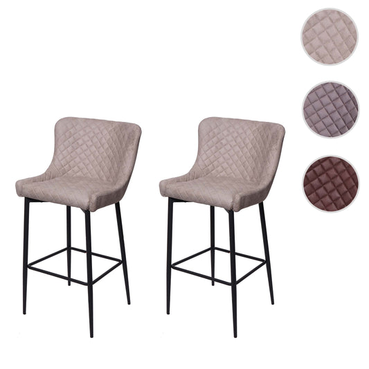 Cosmo Casa - Set van 2 Barkrukken - Voetenbank - Textiel - Grijs