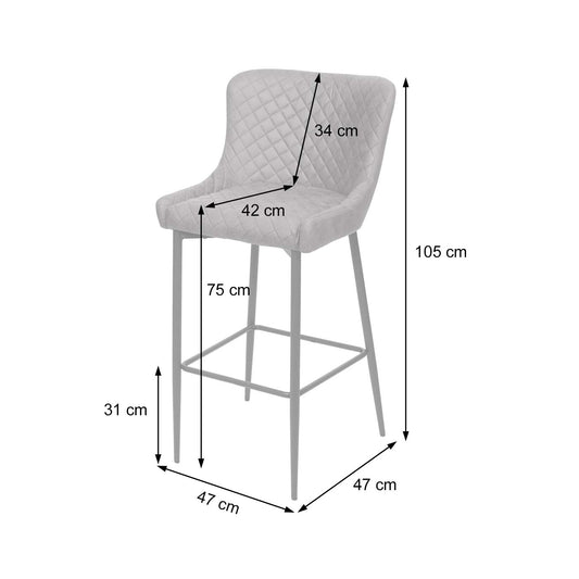 Cosmo Casa - Set van 2 Barkrukken - Voetenbank - Textiel - Grijs