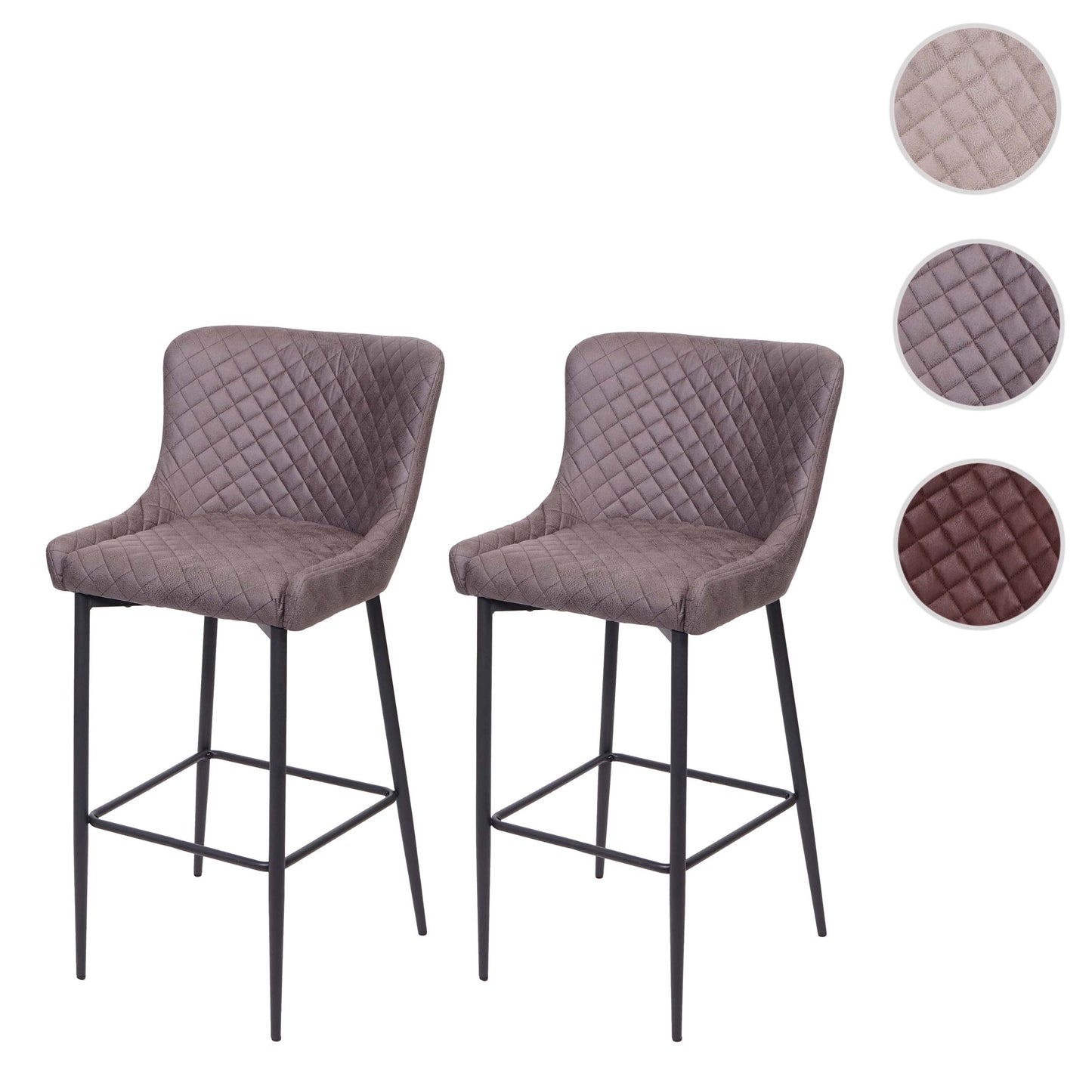 Cosmo Casa - Set van 2 Barkrukken - Voetenbankje - Textiel - Donkergrijs