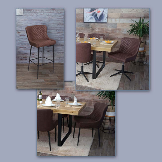 Cosmo Casa - Barkruk - Voetenbankje - Textiel - Bruin