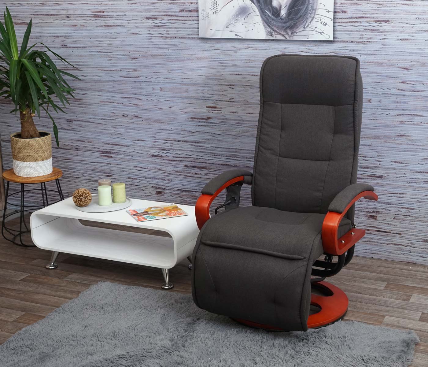 Cosmo Casa - Relaxfauteuil - Massagefauteuil met Stof - Stof - Donkergrijs