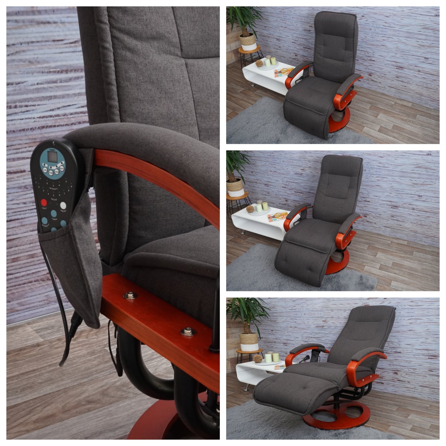 Cosmo Casa - Relaxfauteuil - Massagefauteuil met Stof - Stof - Donkergrijs