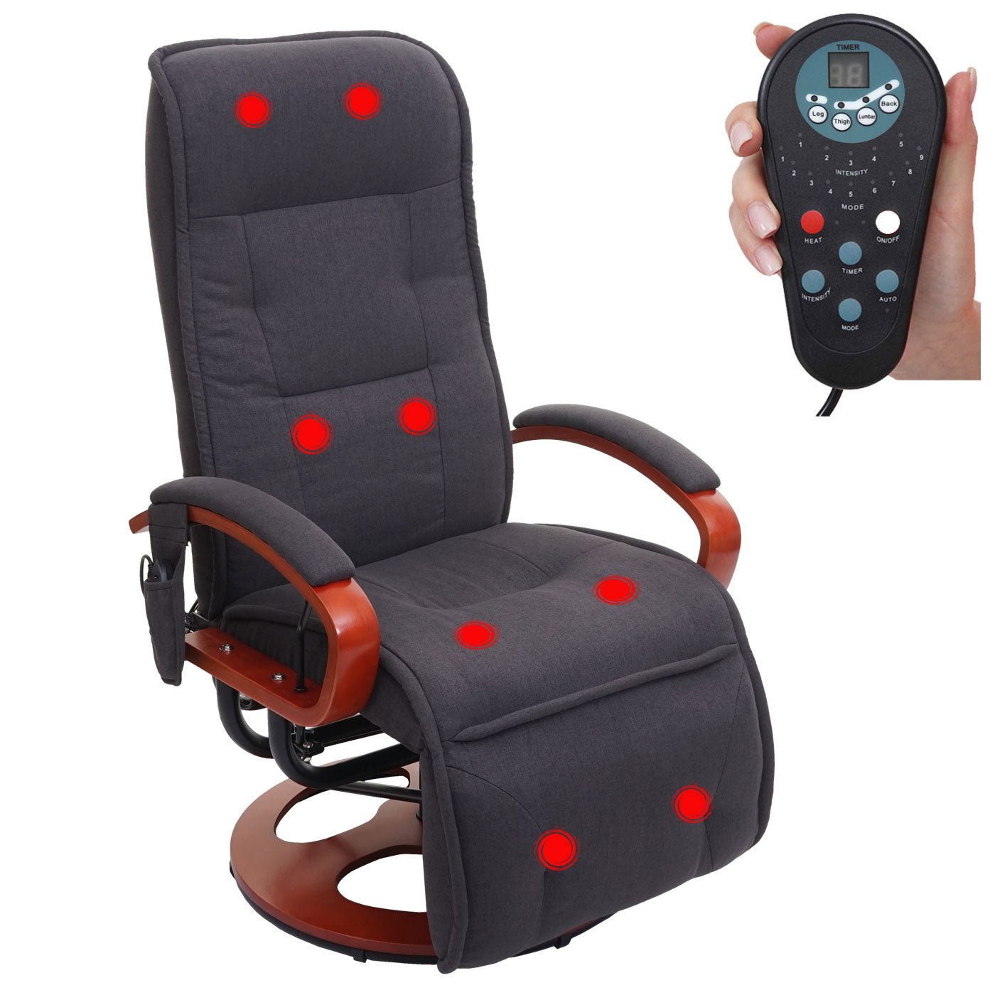 Cosmo Casa - Relaxfauteuil - Massagefauteuil met Stof - Stof - Donkergrijs