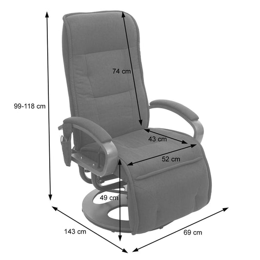 Cosmo Casa - Relaxfauteuil - Massagefauteuil met Stof - Stof - Donkergrijs