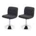 Cosmo Casa - Set van 2 eetkamerstoelen Kavala - Draaiende keukenstoel - Stof textiel - Donkergrijs - Chroom