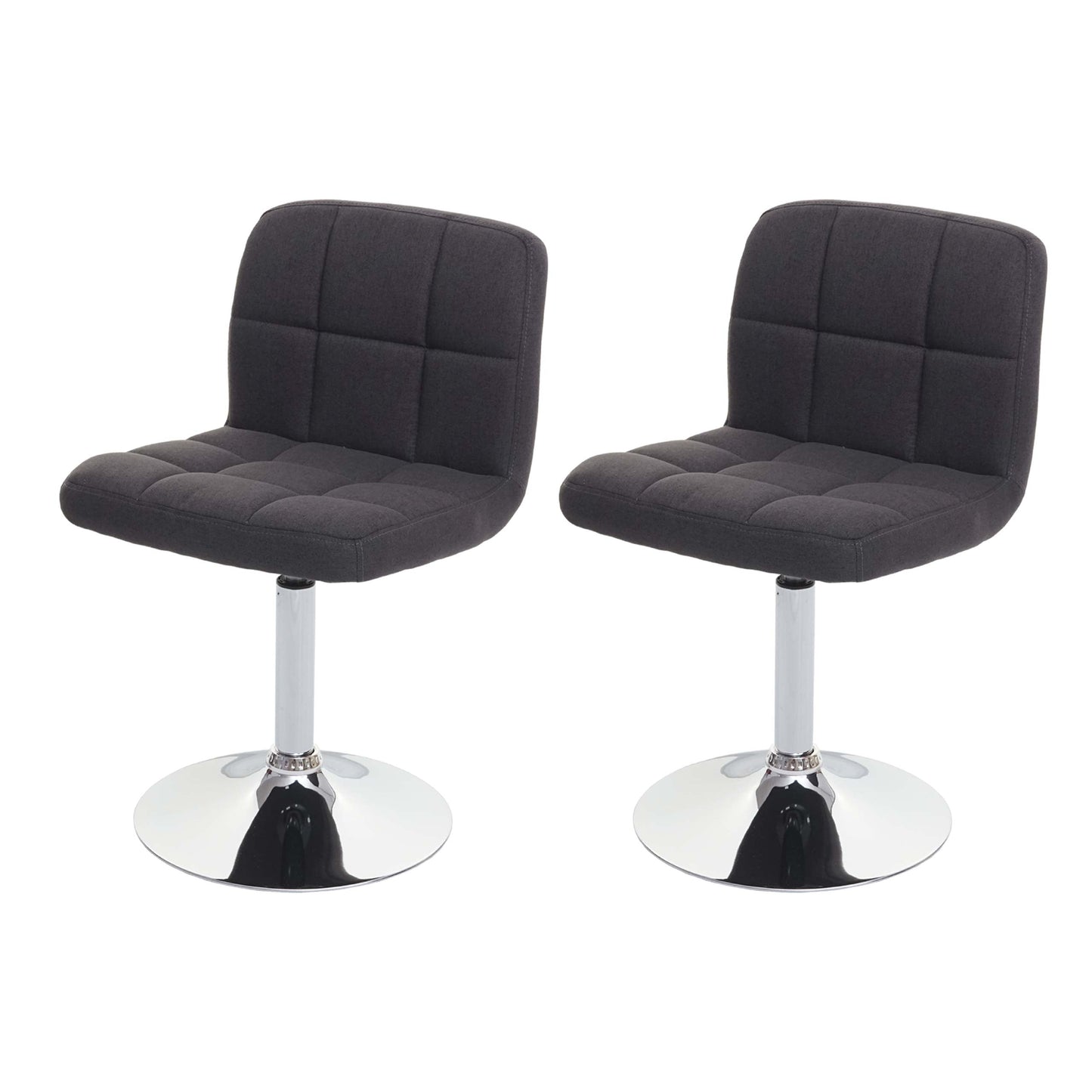 Cosmo Casa - Set van 2 eetkamerstoelen Kavala - Draaiende keukenstoel - Stof textiel - Donkergrijs - Chroom
