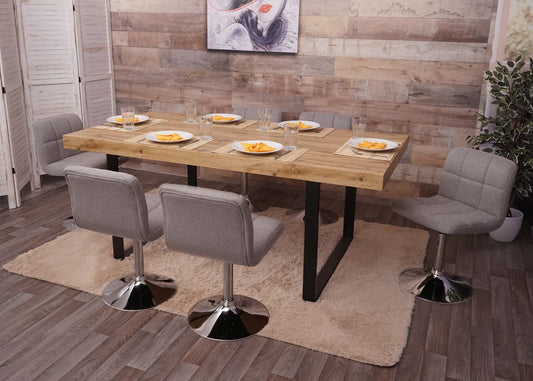 Cosmo Casa - Set van 2 eetkamerstoelen Kavala - Draaiende keukenstoel - Stof textiel - Lichtgrijs - Chroom