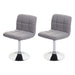 Cosmo Casa - Set van 2 eetkamerstoelen Kavala - Draaiende keukenstoel - Stof textiel - Lichtgrijs - Chroom