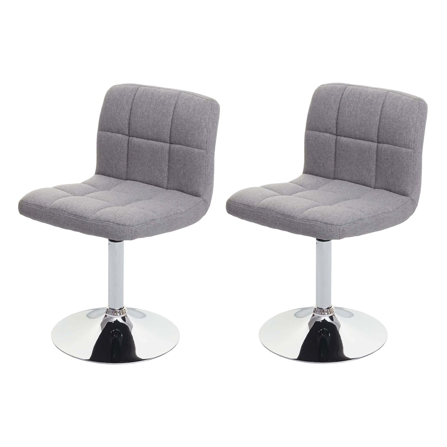 Cosmo Casa - Set van 2 eetkamerstoelen Kavala - Draaiende keukenstoel - Stof textiel - Lichtgrijs - Chroom