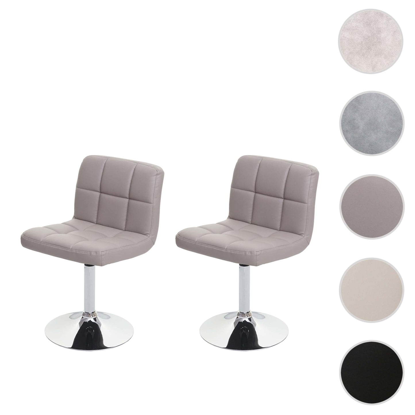 Cosmo Casa - Set van 2 Eetkamerstoelen Kavala - Draaibaar - Kunstleer - Taupe-grijs
